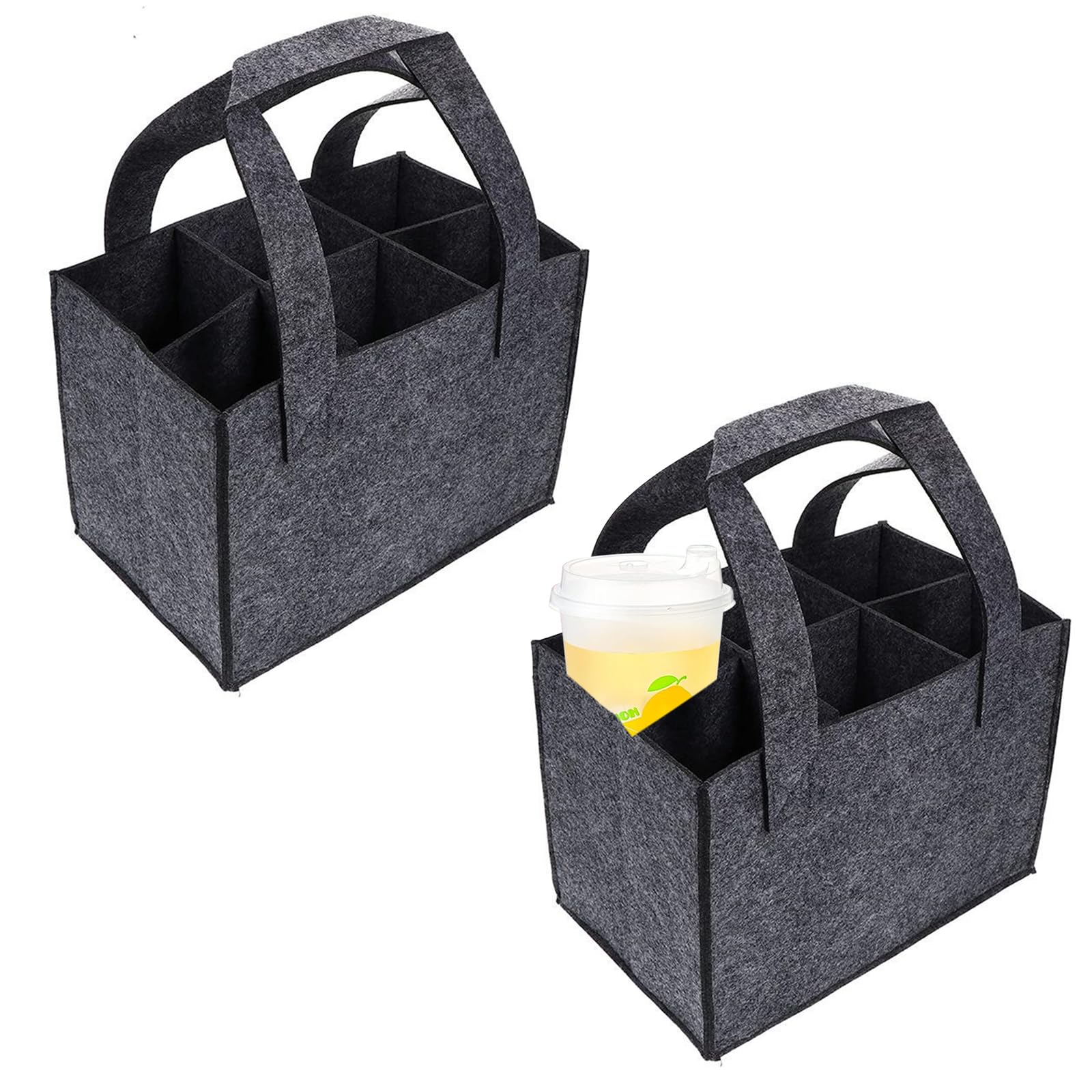2 PCS Portable Drink Carrier 6 Cup Holder Foldable Cup Holder for Car and Boats Reusable Drink Cup Carriers with Handles Organizer Tote Bag for Hot and Cold Drinks Beverage Coffee Wine and Beer