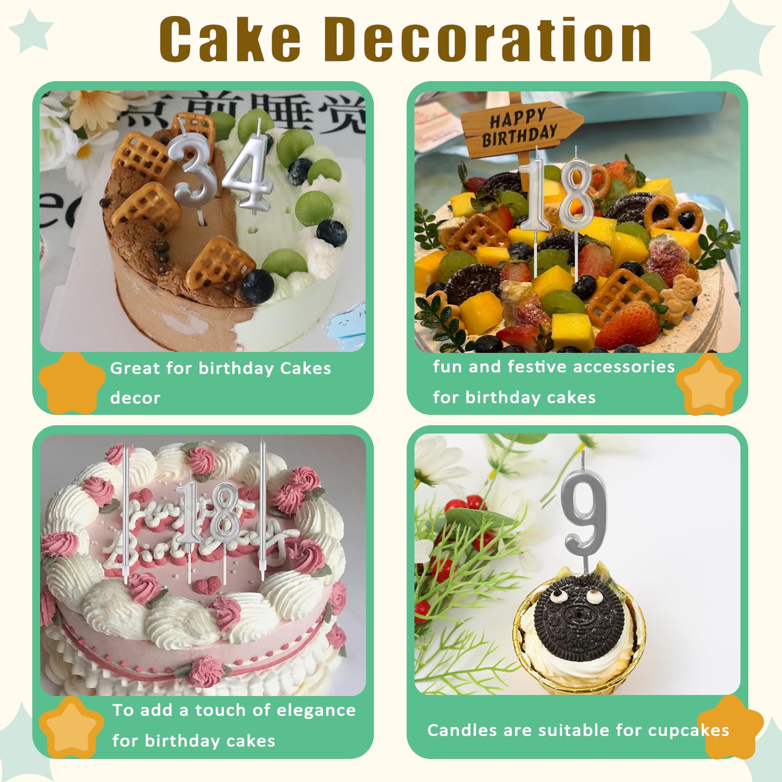 Amazon.co.jp: Chanseen シルバーバースデーキャンドル22個セット