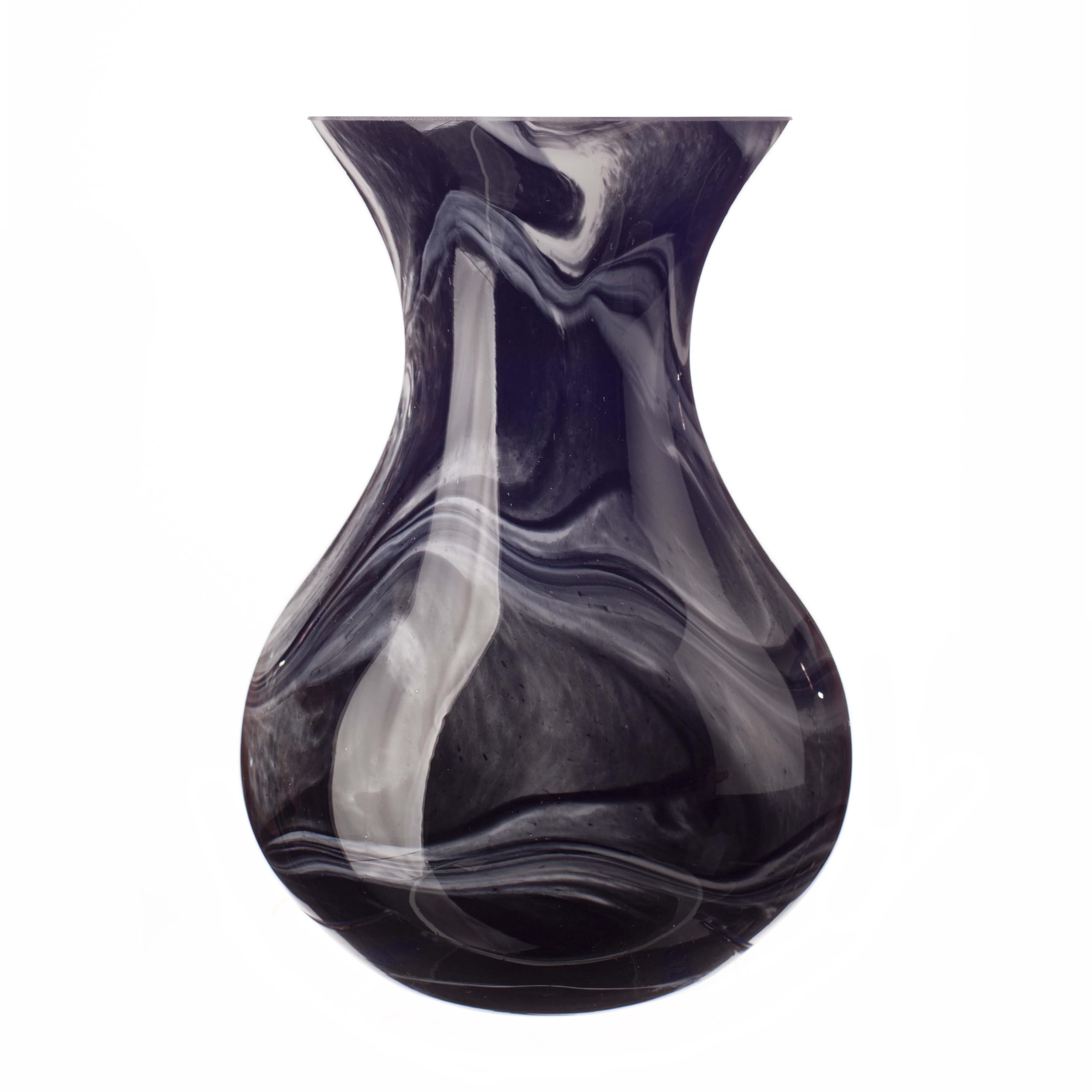 Amelia Art Glass Black, Grey And White Glass Posy Vase, 17Cm Height, (Night Sky)