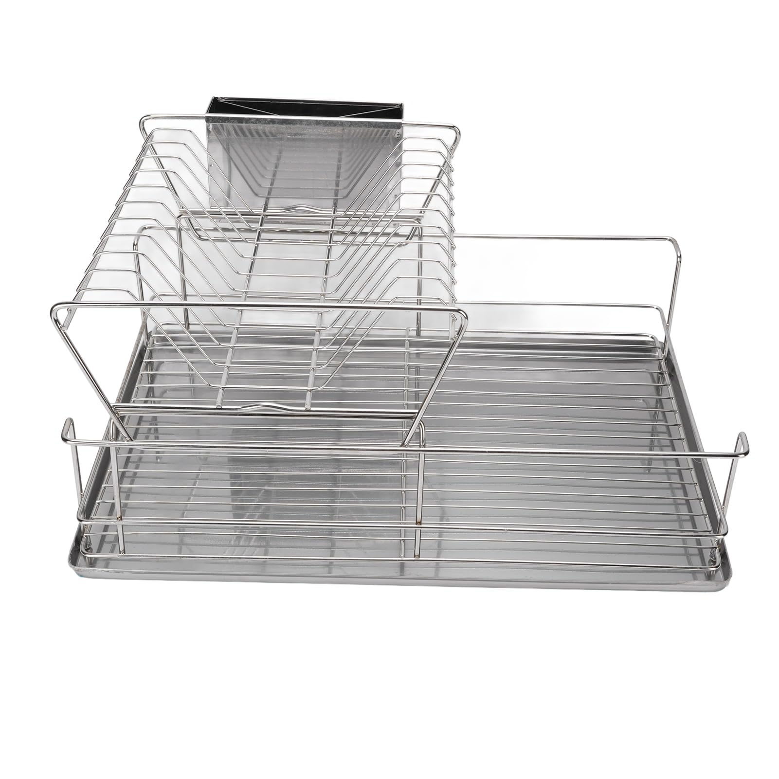 Naroote Égouttoir à Vaisselle en Acier Inoxydable, égouttoir à Vaisselle de Cuisine à 2 Niveaux avec Porte-Couverts et Plateau Inférieur, pour Assiettes, Bols, Tasses, Ustensiles