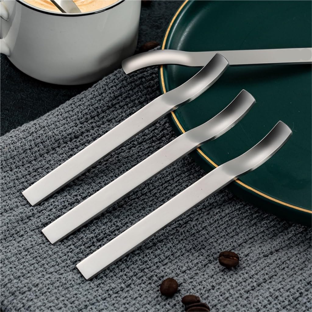 kaffeelöffel 3er-Pack Edelstahl-Kaffeerührlöffel, kreativer süßer Stil, kurzer Griff, Kaffeelöffel, Dessertlöffel (Color : Silver, Size : 9pcs)