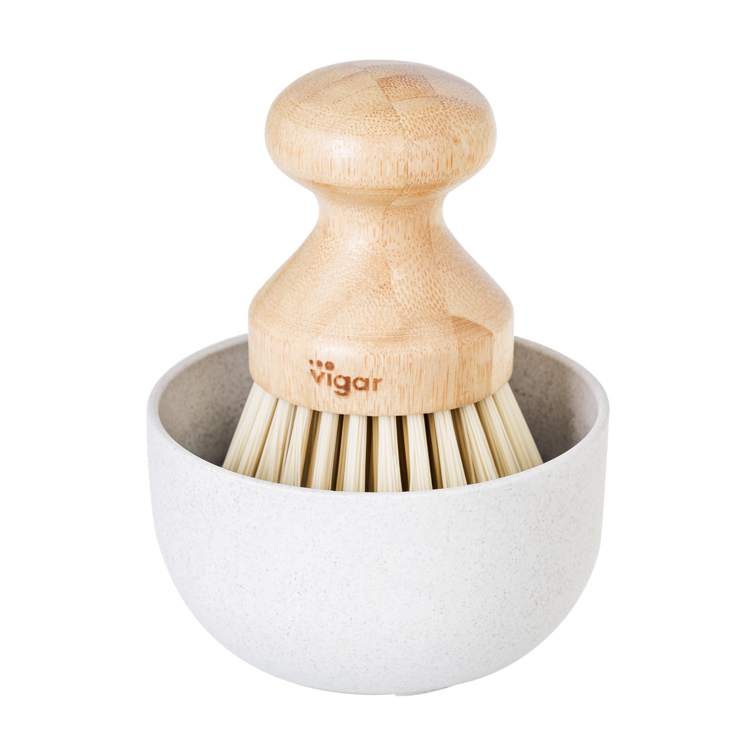Vigar Grey, Bamboo Set With Brush, Tray And Soap Dispenser, 9 X 9 X 12 Cm