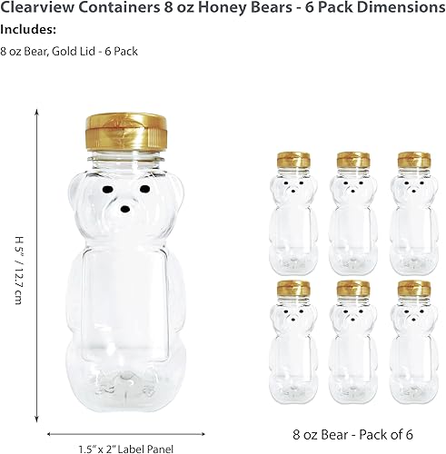 Miniatura 2 de CLEARVIEW CONTAINERS Osos de miel de 8 onzas con tapa abatible  Perfecto para vacaciones, regalos de baby shower, apicultura, dispensación de miel