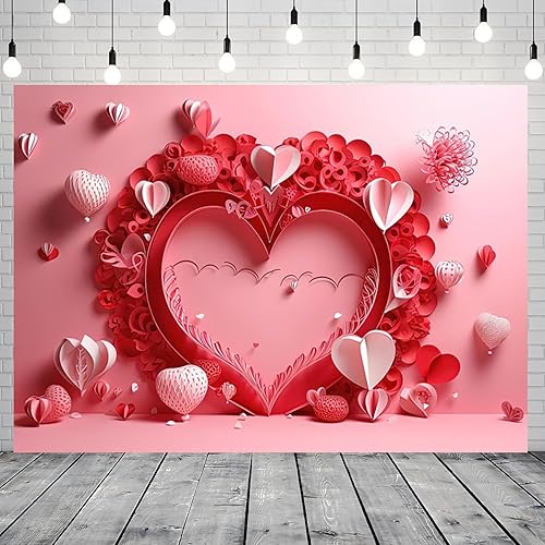Miniatura 2 de CRTPOD Telón de fondo para el día de San Valentín de 6 x 4 pies para fotografía, fondo de corazones rosados para amantes, decoración de fiesta de