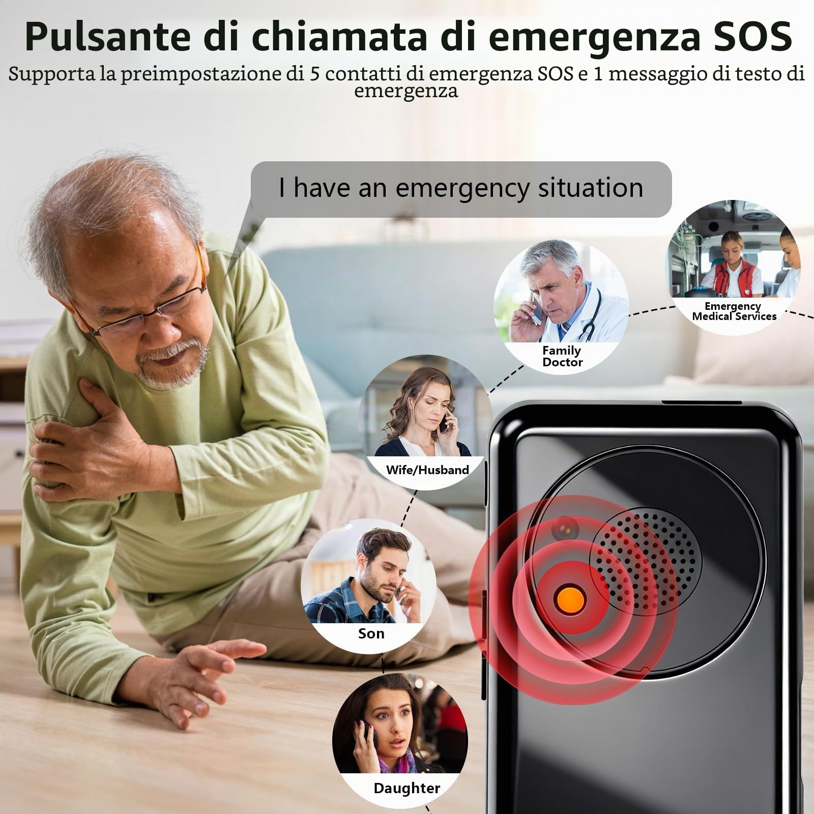 4G Telefono Cellulare per Anziani con Tasti Grandi e Base di Ricarica | Supporto SIM Doppio, Volume Elevato, Pulsante SOS, Display da 2,4”, 288 Ore di Standby, Chiamata Rapida, Fotocamera, USB-C
