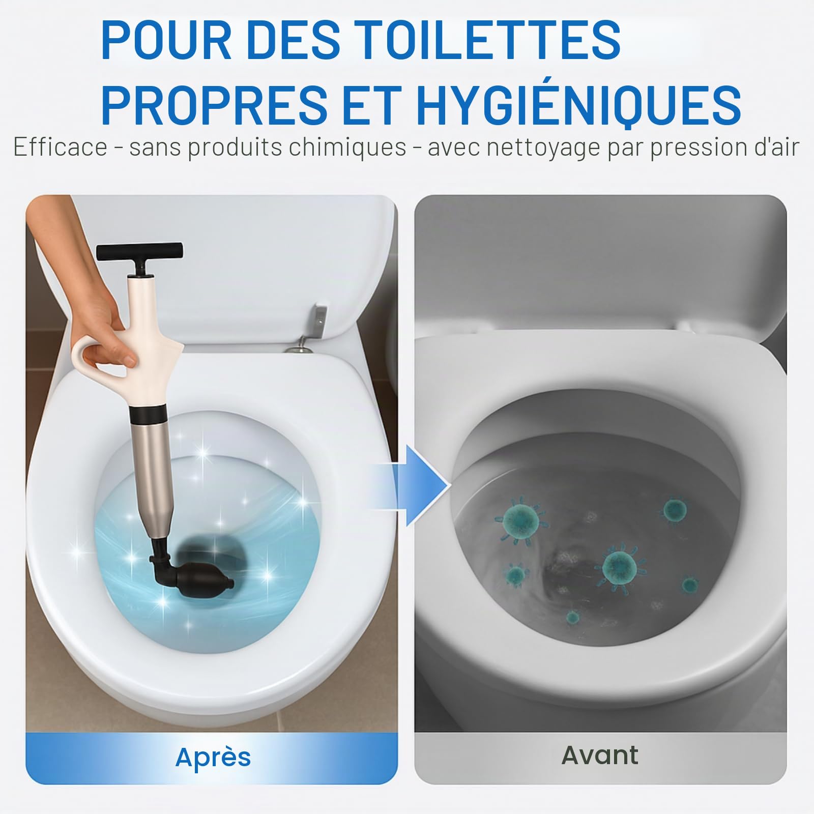 Deboucheur à Pompe Comprimé –Ventouse Deboucheur WC pour Toilettes
