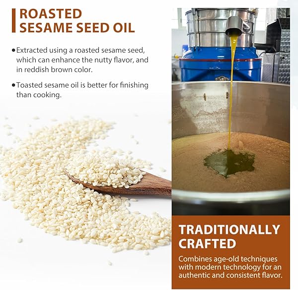 Soeos Toasted Sesame Seed Oil, 250 ml(8.45 Fl Oz) Pack of 2, Nutty Flavor for Asian Food, Noodles, Soup, Baking, Stir-Fry. - 5