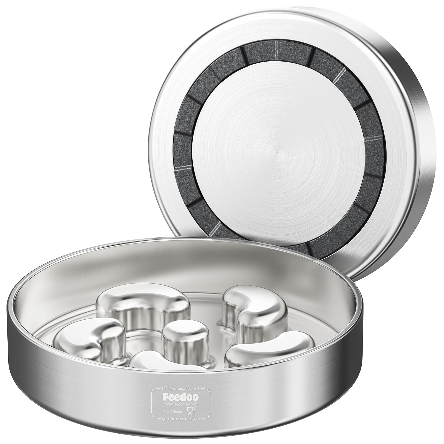 Slow Feeder Dog Bowl-2Cups for Medium Breeds, Double Wall Food-Grade Stainless Steel, Heavy Duty with Non-Slip Rubber Base, Puzzle Maze Bowl to Slow Down Eating