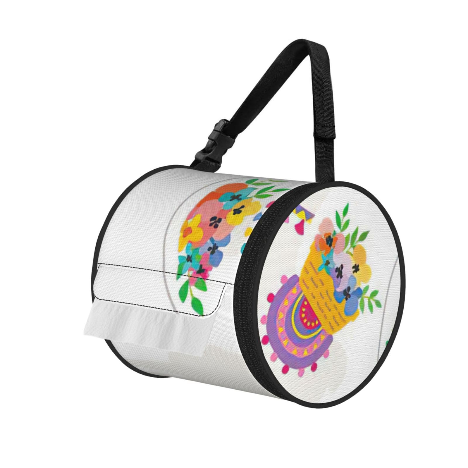 Llama Print Fashion Tissues Organizer Box, Hanging Tissue Holder For Purse Coins For Car Office Daily Outing