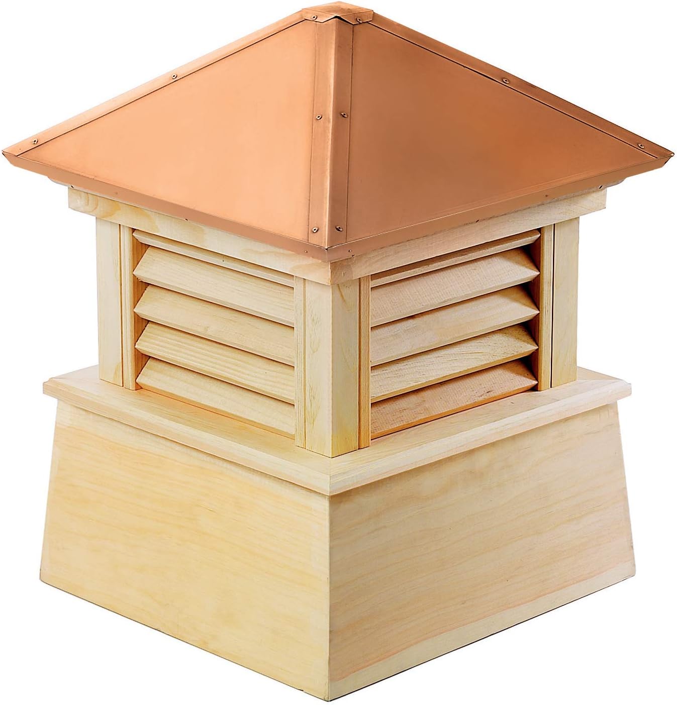 Good Directions Manchester Louvered Cupola with Pure Copper Roof, Cypress Wood, 26" x 32", Quick Ship, Reinforced Rafters and Louvers, Cupolas