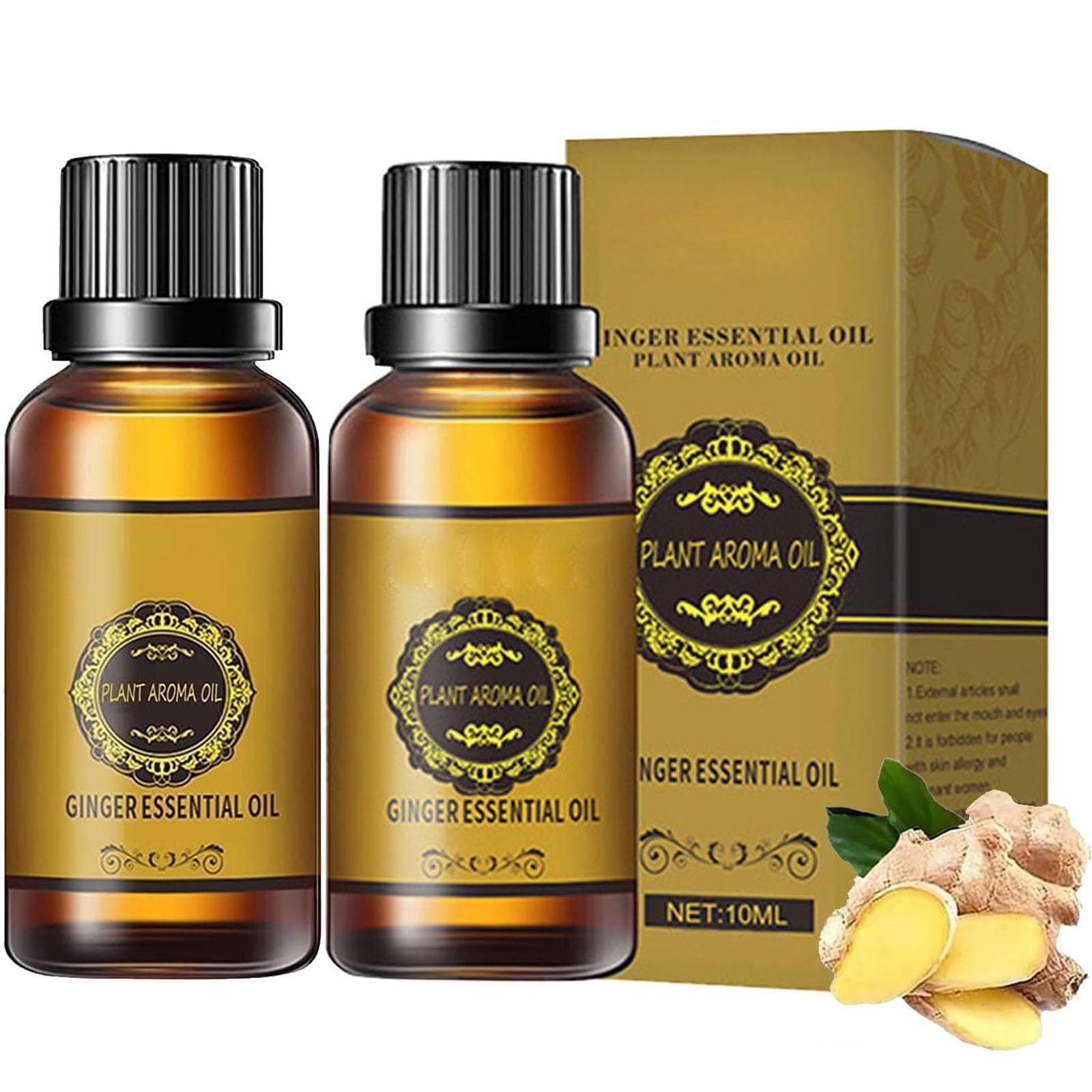 2/4PCS Belly Drainage Ginger Oil,Ginger Oil Lymphatic Drainage Massage Oil,Ginger Essential Oil Care for Skin (2)