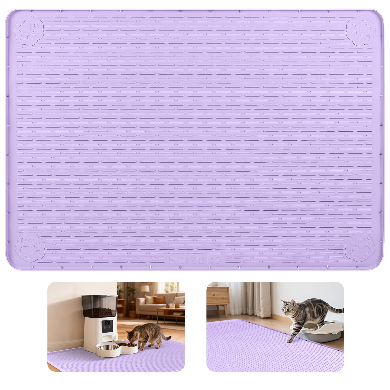 Bartuke Cat Food Mat XXL,50"x35" Large Silicone Pet Mat with Raised Edges โ image 1