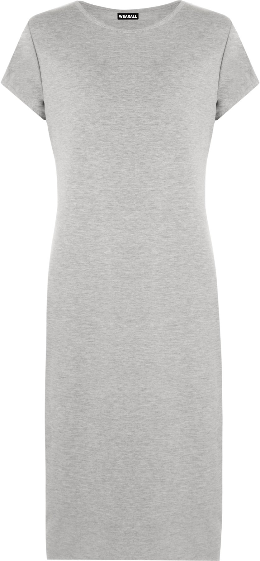Wearall Women's Light Grey Plus Size Plain Short Sleeve Stretch Jersey Midi Dress - 20/22