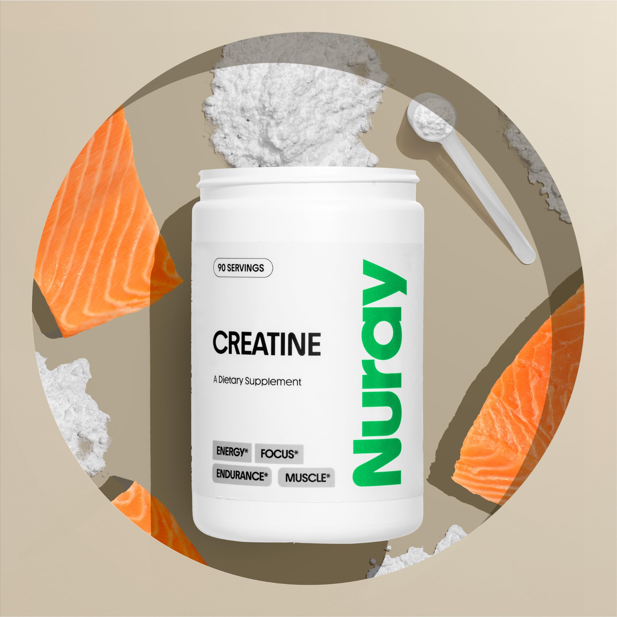 Nuray Premium Creatine Monohydrate Powder – Energy Enhancer and Exercise Performance & Recovery, Support Muscle Mass & Brain Function – Unflavored, 90 Serving, Vegetarian