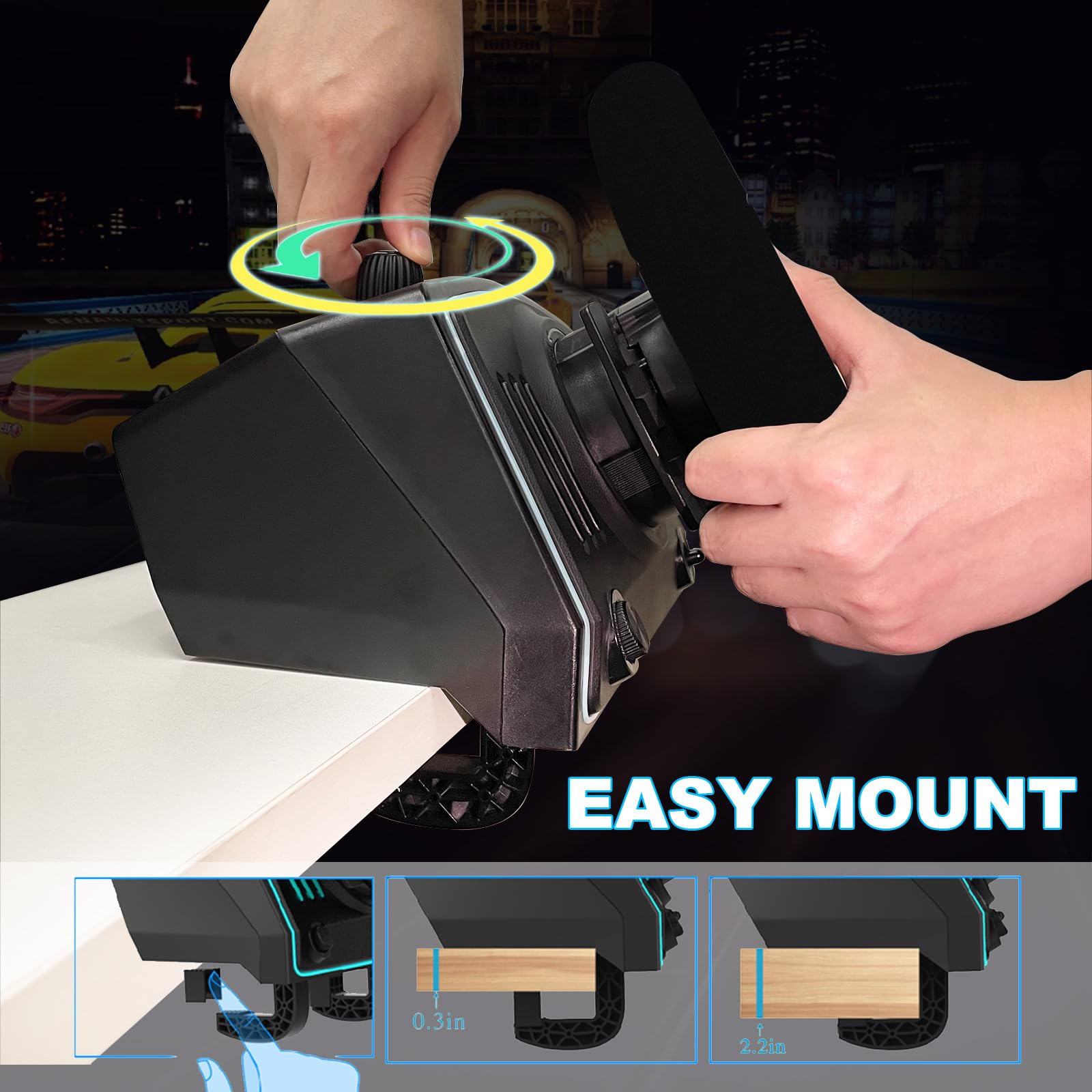 DOYO Volante da gioco con pedali e cambio, volante da corsa 1080° con pedali effetto Hall e cambio a pagaia, volante con feedback di vibrazione per PC/PS4/Xbox One/Xbox Series X|S/PS3/Switch