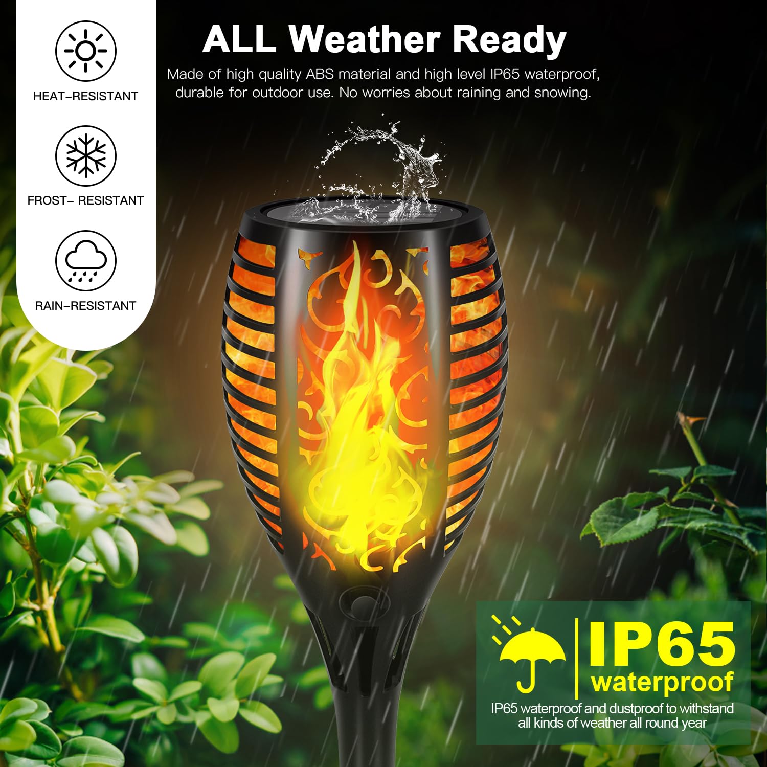Verbesserte größere Solarleuchten für den Außenbereich – 6 Stück 51 LED-Solar-Fackeln mit flackernder Flamme für Gartendekoration, Höhere 58,4 cm Hofbeleuchtung, wasserdichte Tiki-Fackeln