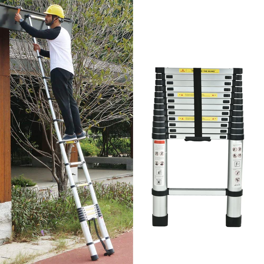 Scala telescopica in alluminio, scala pieghevole da 5 m, scaletta multifunzione estensibile, carico massimo di 150 kg