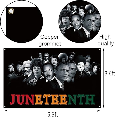 Miniatura 3 de Sunwer Juneteenth - Telón de fondo para cabina de fotos de personas famosas afro americanas, 19 de junio de 1865, decoración del Día de la