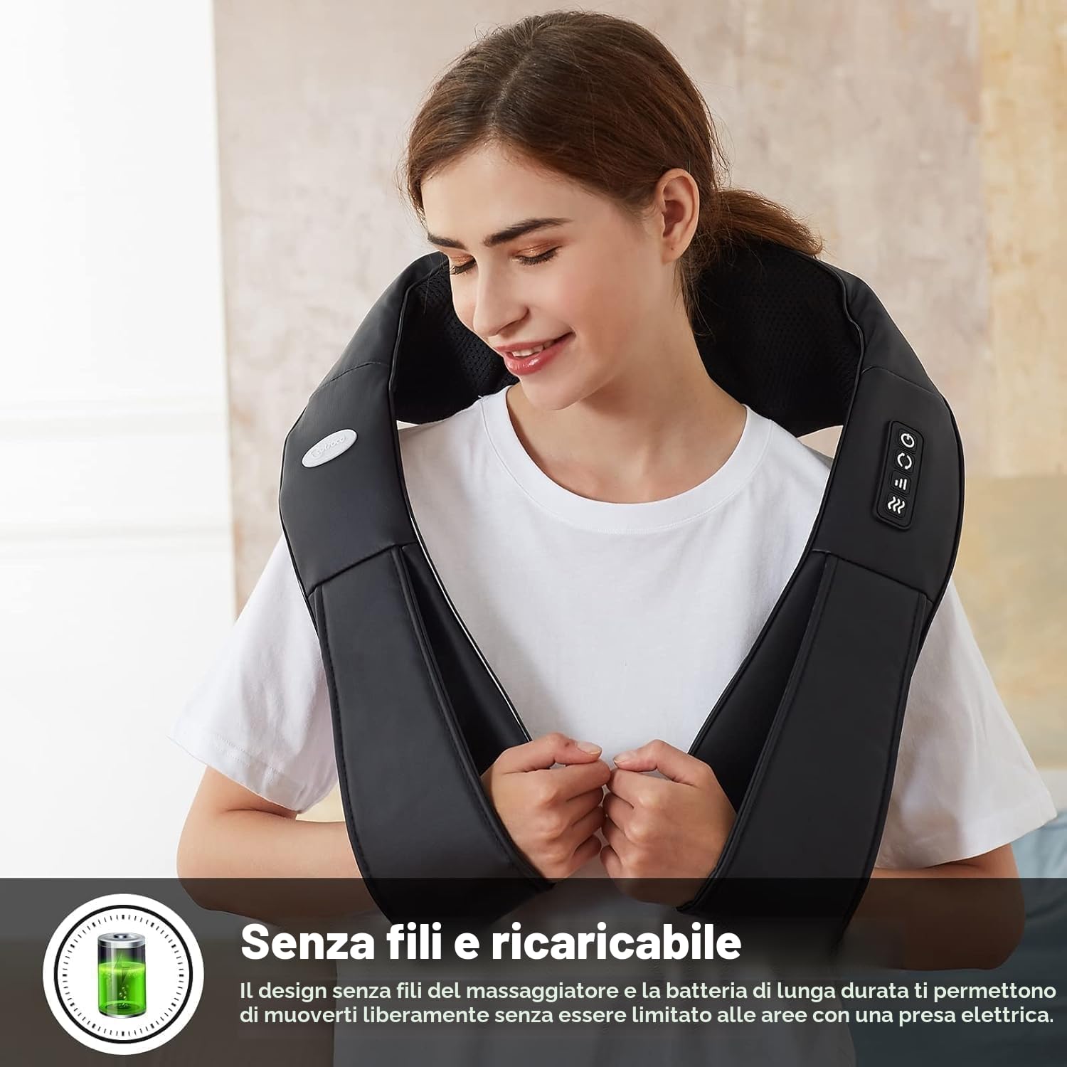 Cotsoco Massaggiatore Cervicale, Massaggiatore Cervicale Collo Spalle e Schiena Senza fili Migliorato con Calore, 3 Velocità Regolabili e Direzione Regolabile, Ottimo Regalo per Donne/Uomini/Genitori