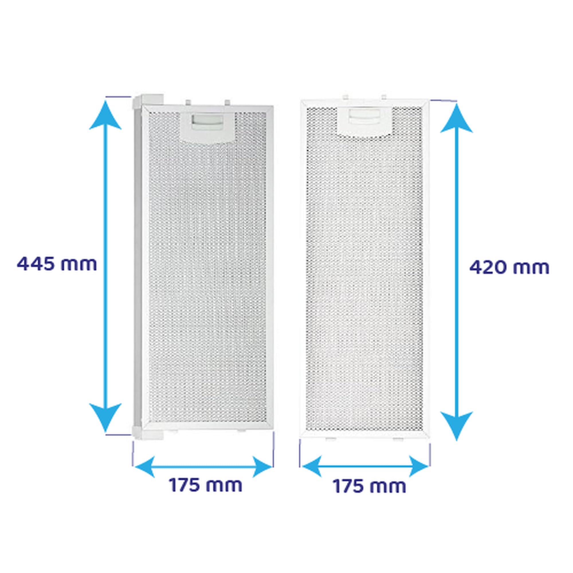 AllSpares Metall-Fettfilter Set 352812/00352812 & 352813/00352813 für Siemens/Bosch | Vorder- & Rückseite | Ersatzfilter für Dunstabzugshaube | spülmaschinengeeignet | Maße 420x175 mm & 445x175 mm