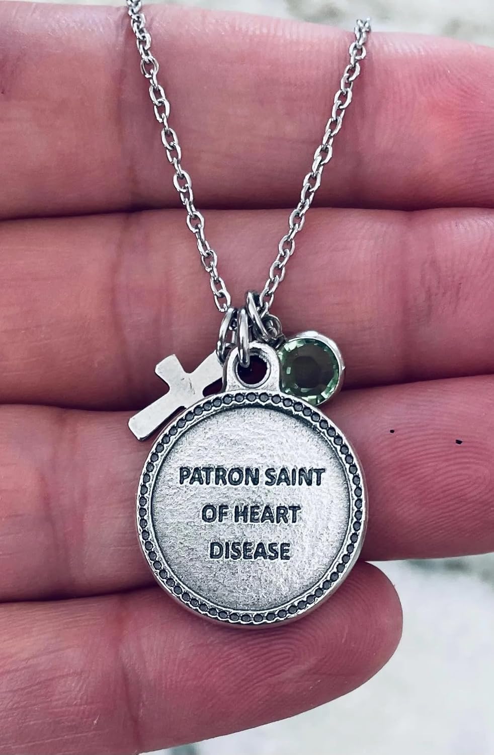 Saint John of God Necklace – Silver Medal Pendant with Cross and Birthstone Charm – Catholic Patron Saint of the Sick Jewelry, Confirmation or Baptism Gift - Image 7