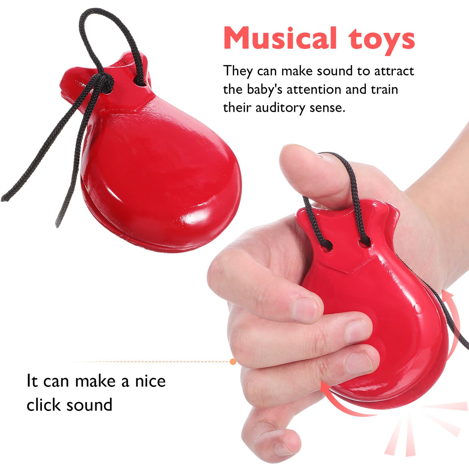 Nacchere Per Bambini in Legno Set 2 Paia Strumento Musicale Percussione Portatile Regalo Educativo Per Gioco e Apprendimento Musicale Bambini Scuola