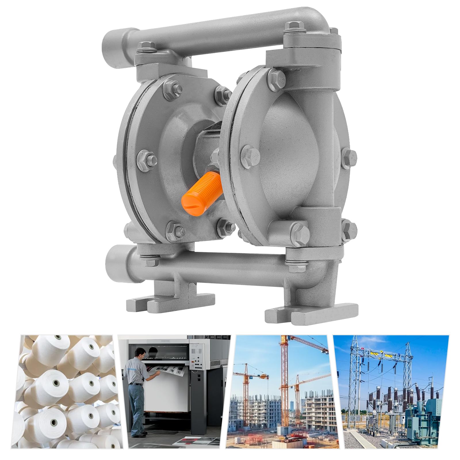 QBY-15Z Bomba neumática de diafragma – Caudal 0 – 1 m³/h, altura total de extracción 69 m, altura de aspiración 0 – 5 m, presión máxima de suministro de aire 7 bar, ideal para aceite, diésel