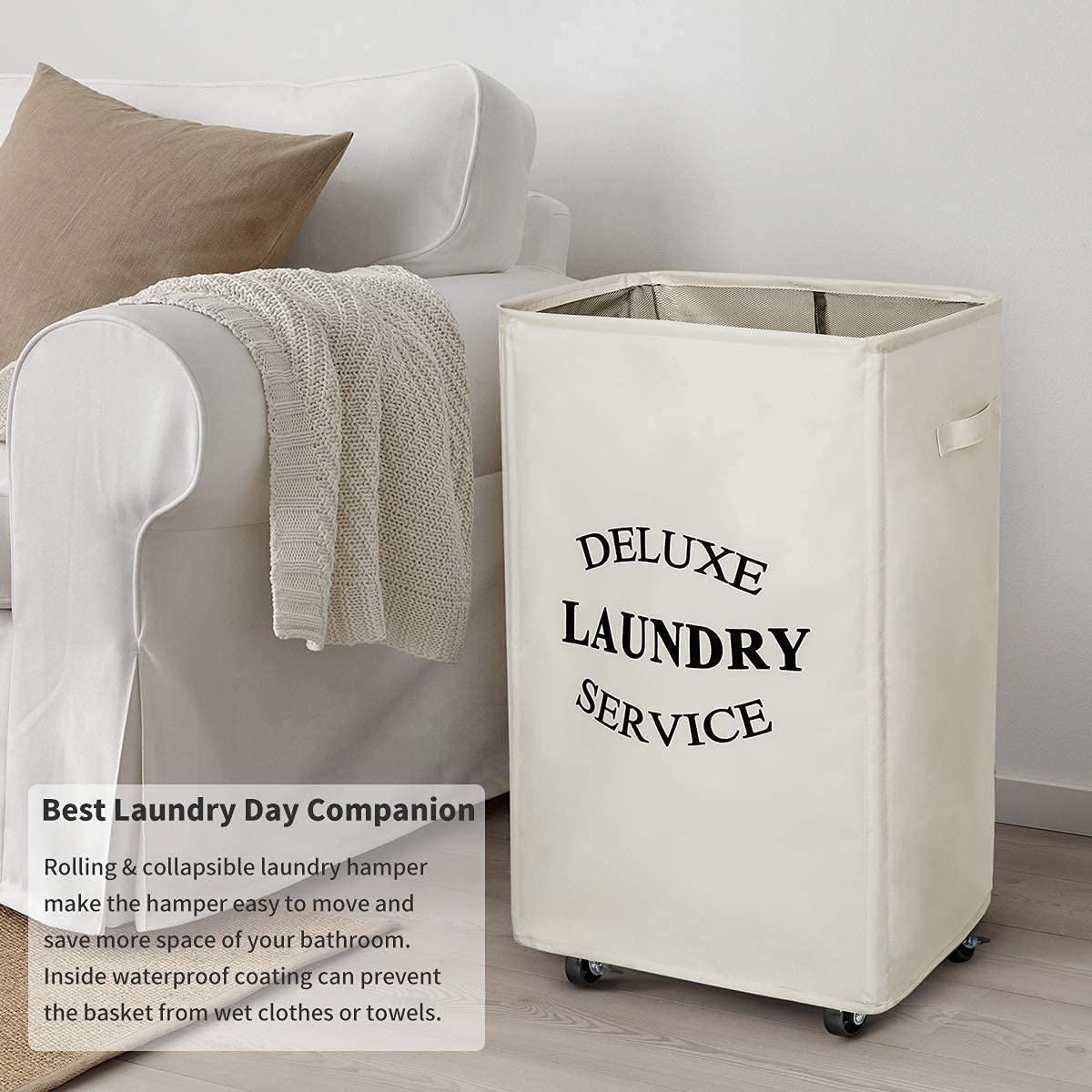WOWLIVE 90L Rolling Laundry Hamper on Wheels Laundry Hamper for Laundry