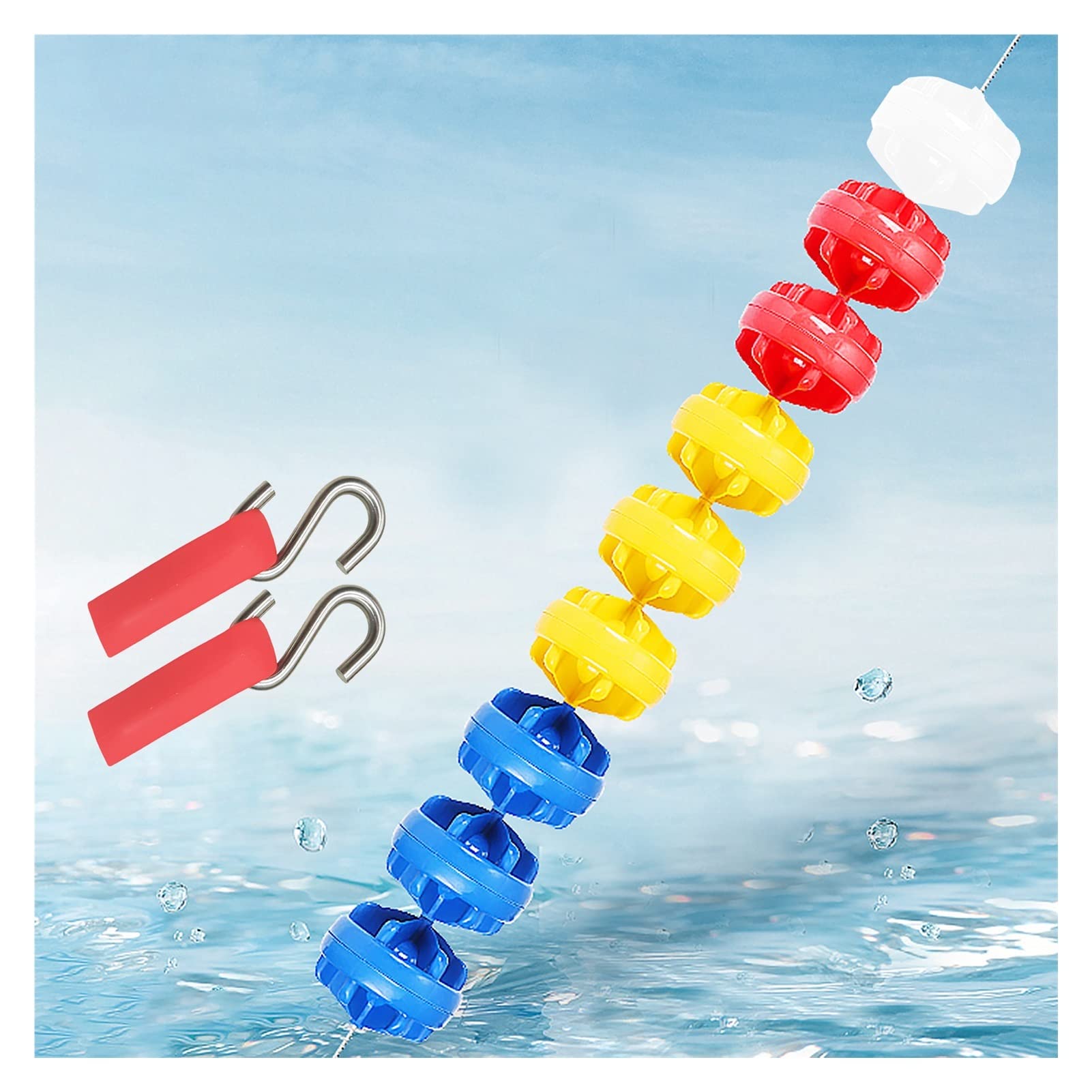 TUOYIBO Pool Float Rope with Anti-Scratch Buoys, Commercial Safety Divider Rope/Floating Cordon Line, for Inground Pool/Water Park, 1-20 m Long (Color : Dia 12cm/4.7in, Size : 7m/23ft)