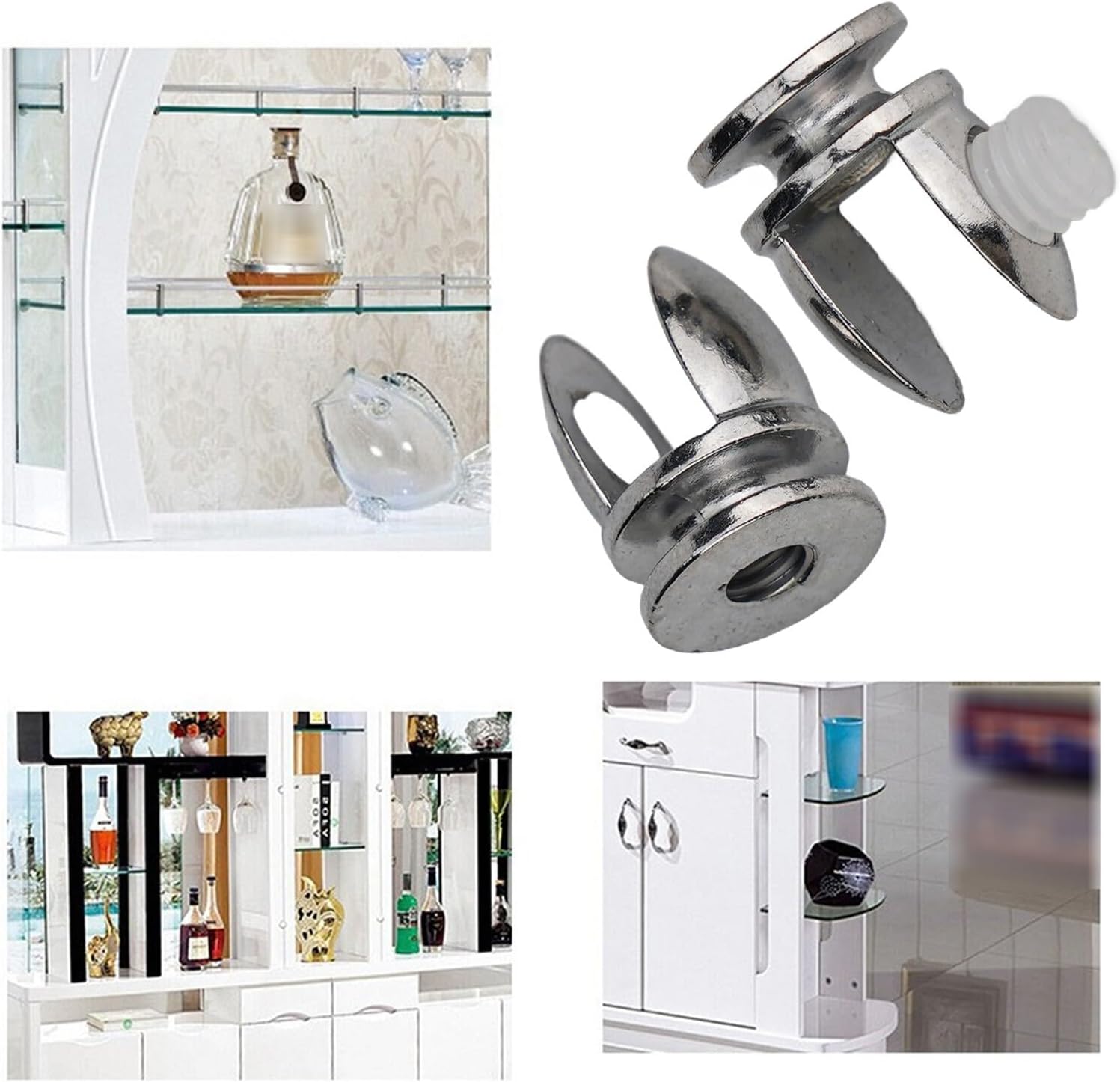 Adjustable Glass Shelf Clips Zinc Alloy Glass Brackets 5mm To 8mm Glass Holders Bathroom Shower Shelf Supports Kitchen Glass Rack Clamps Silver Tone Fasteners