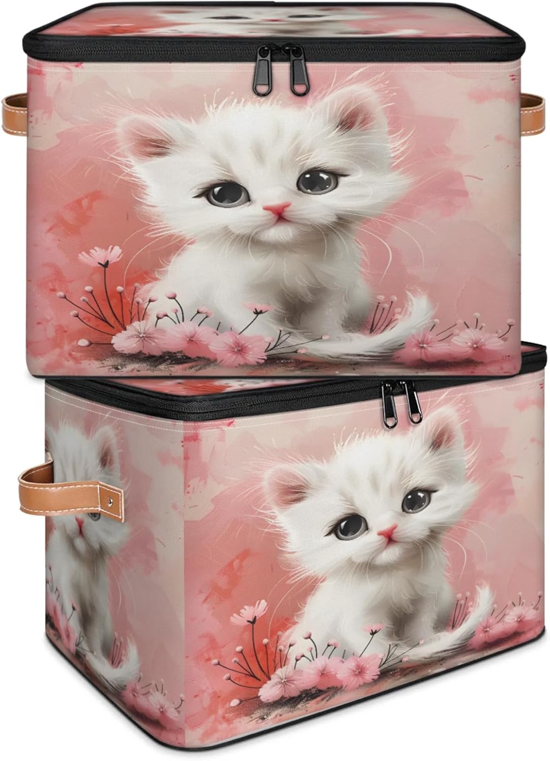 2-Pack Storage bins with lids - 26 quart organizer bins - Collapsible fabric storage bins with sturdy handles and double zipper tops - Versatile for home, toys, dorm rooms