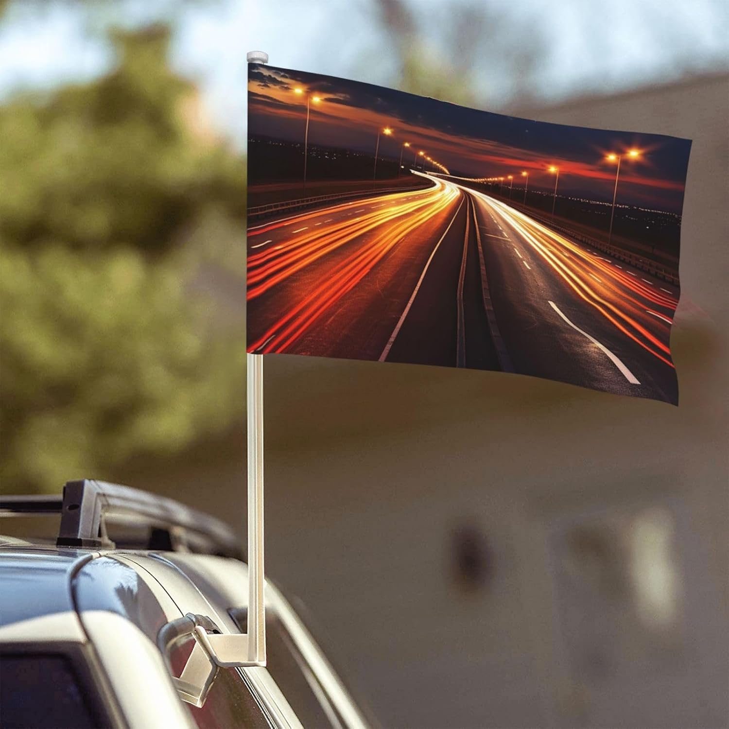 Highway Light Car Flags 12"X18" Double Sided Fade Resistant Car Window Clip Flag Double Stitched Mini Handheld Flag Banner For Most Vehicle Window