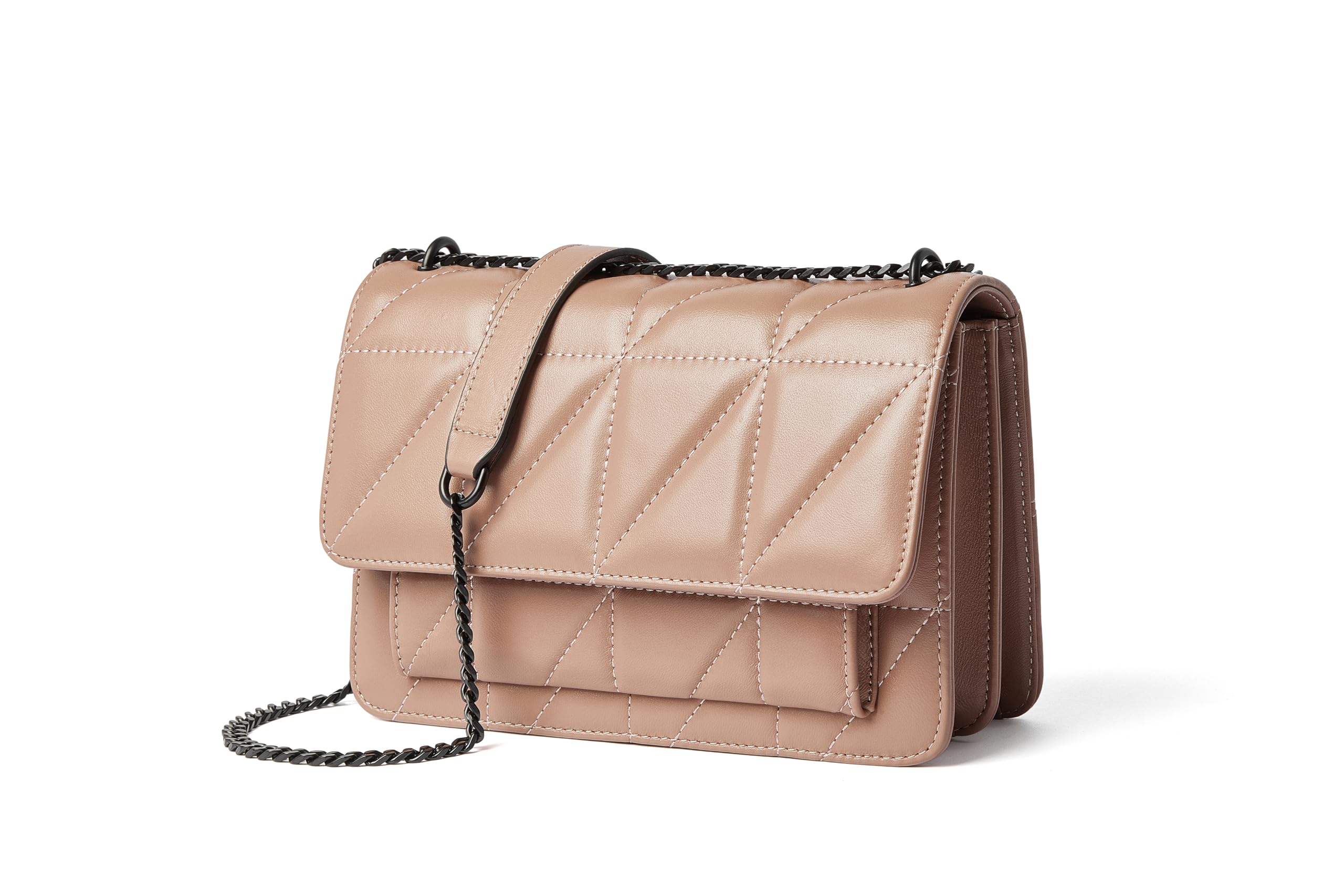 DORIS&JACKY Quilted Shoulder Bag For Women Soft Designer Crossbody Flap Purse With Chain Strap (Light Purple -2)