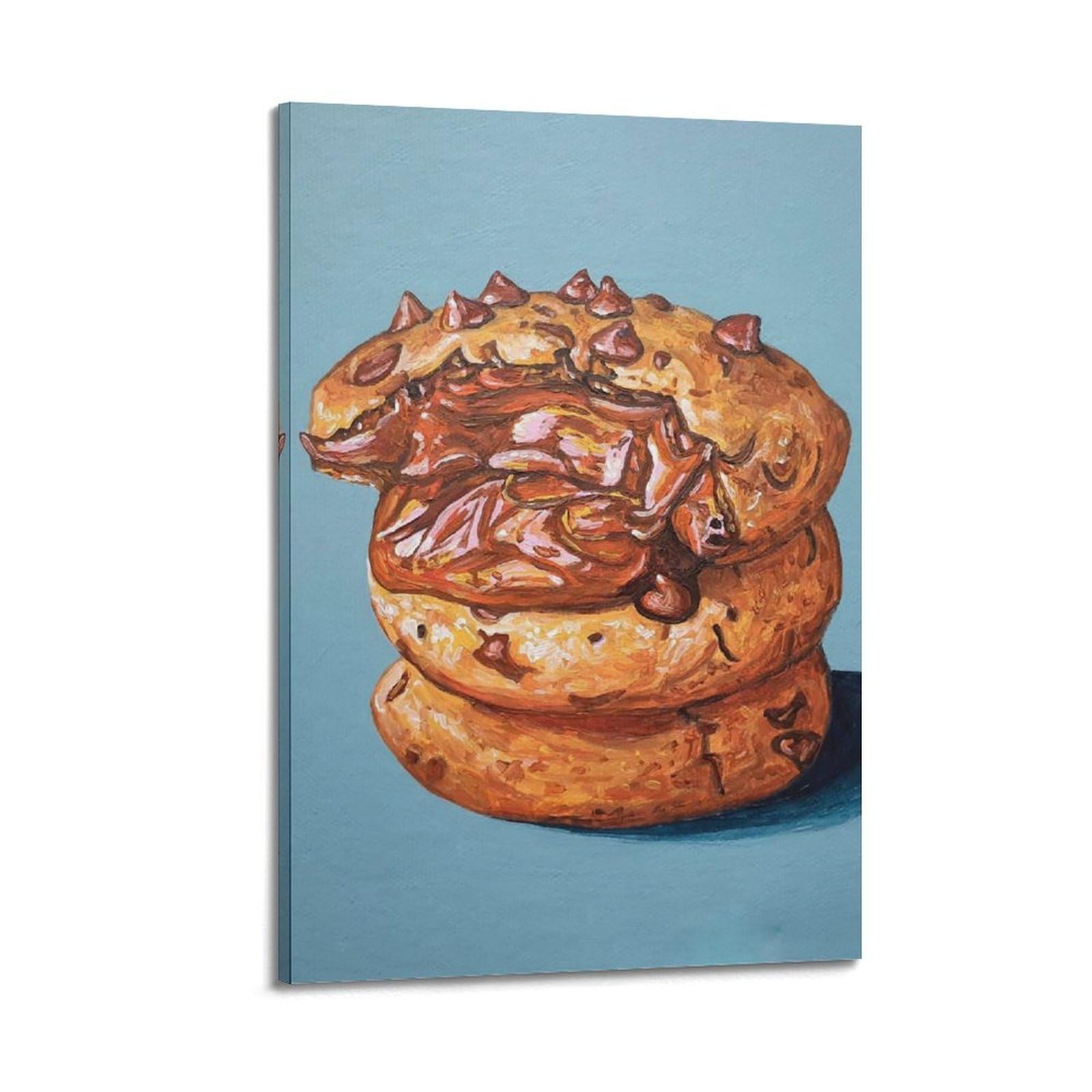 Toile biscuits chocolat relief huile epaisse deco cuisine esthétique