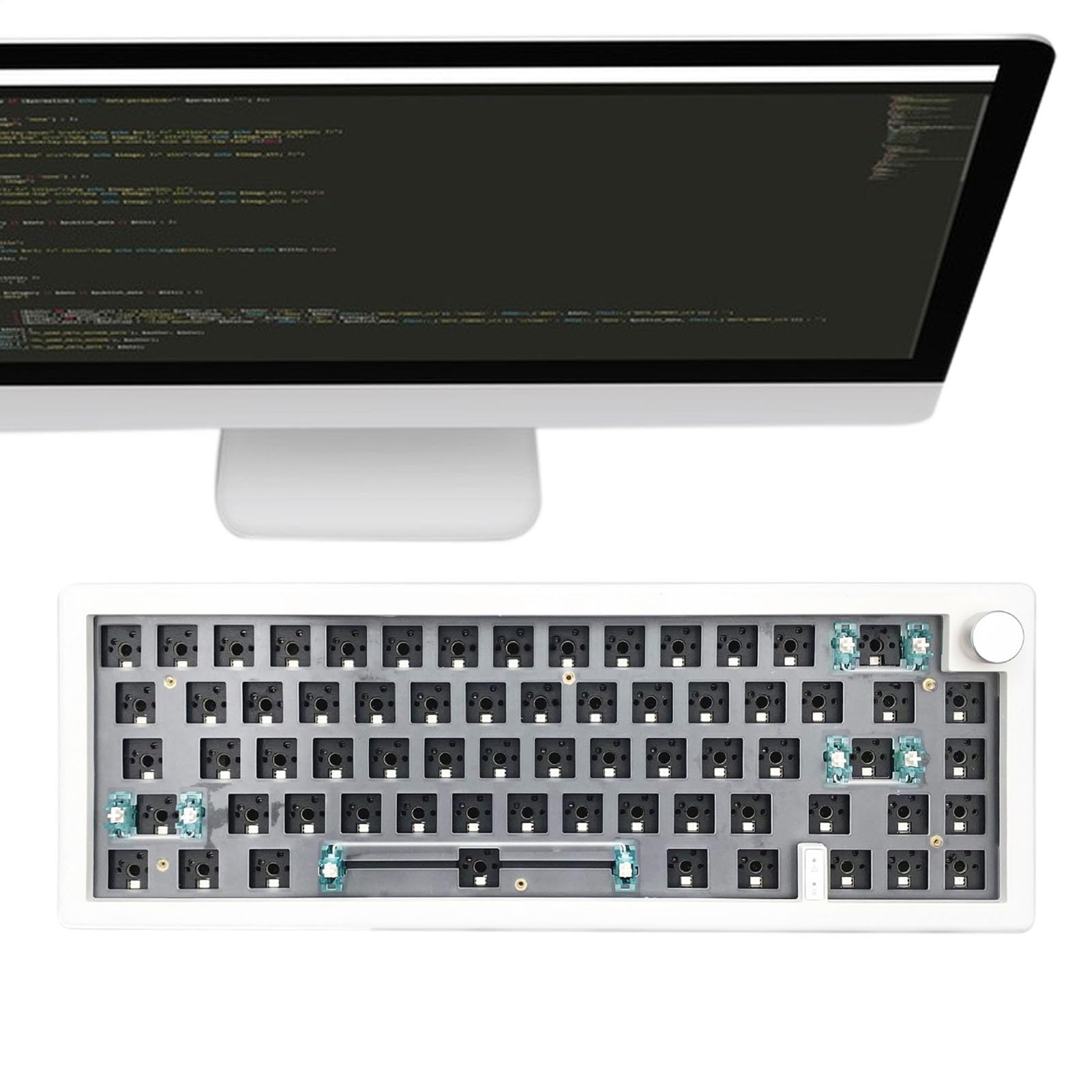 Genérico RGB Mechanical Keyboard – Compact Keyboard, Wired with Number Pad | 67 Keys Backlit Mechanical, Multimedia Knob for PC Game Setup, Office, Internet Cafe