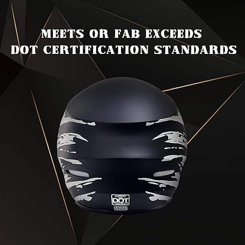 Miniatura 5 de KRN Casco de motocicleta de cara completa con visera de color aprobado por DOT, casco, pasamontañas y visera transparente con estrella