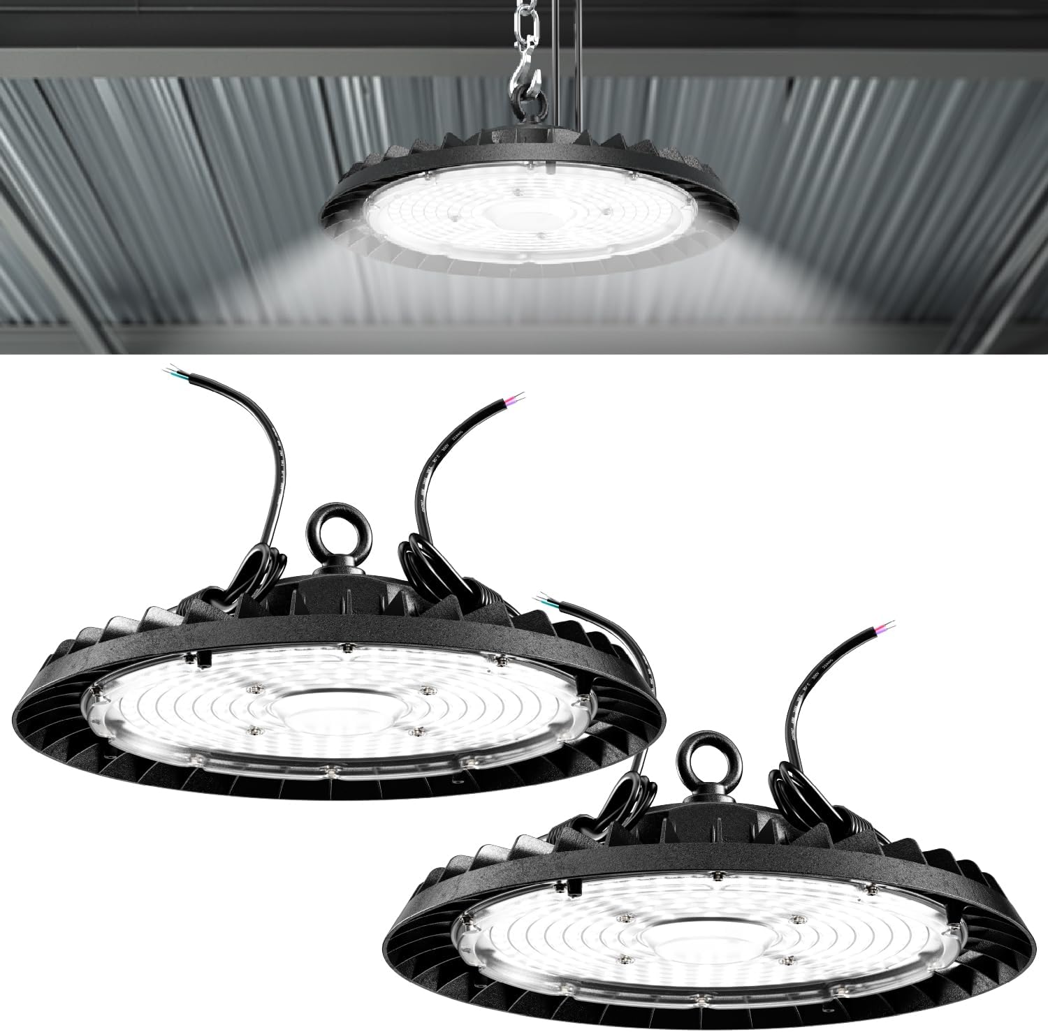 Sunco 2 Pack UFO LED High Bay Light, 200W, 5000K, 29000LM, Dimmable