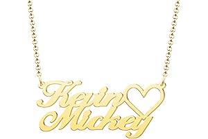 2 Name Necklace Personalized with Heart Initial