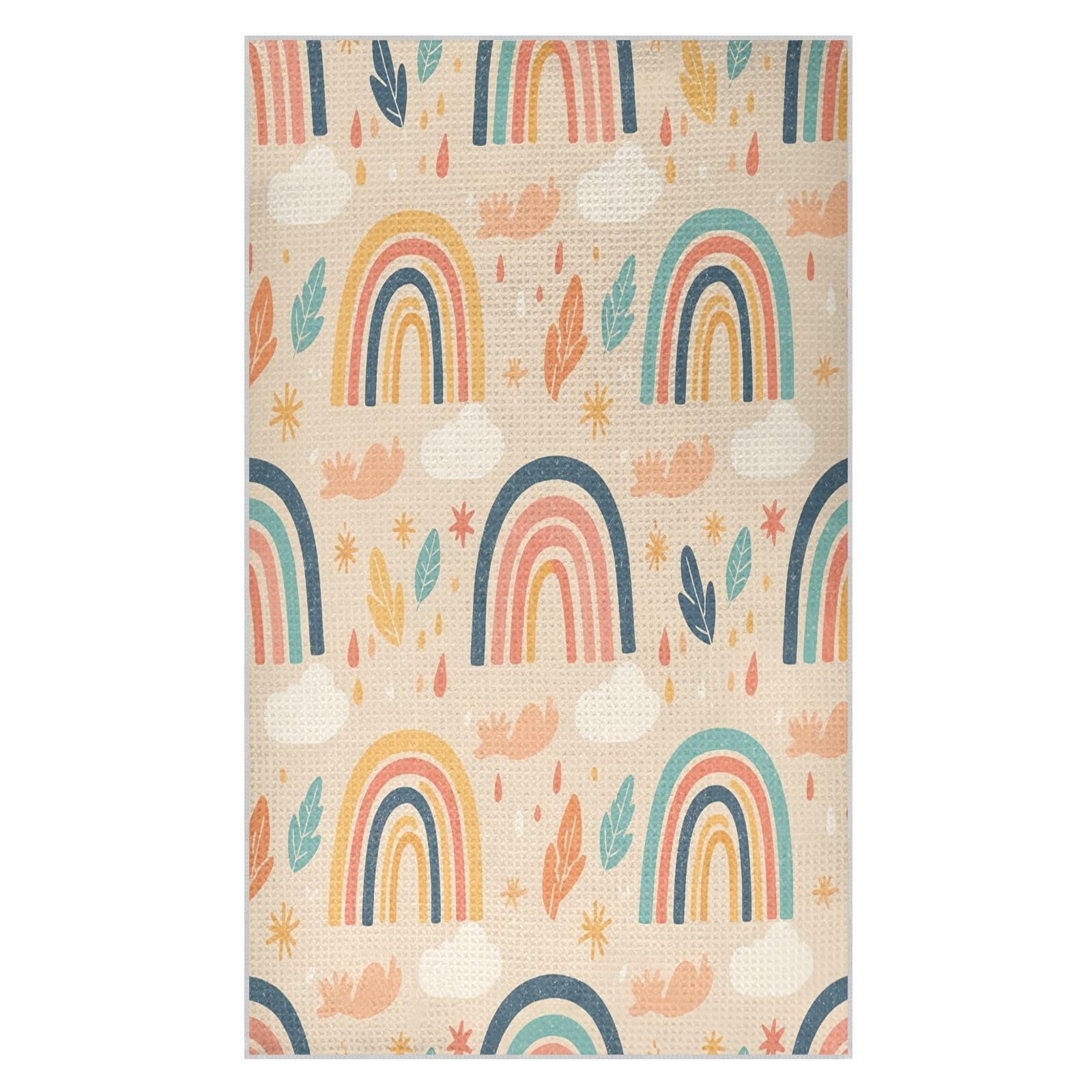 BURSTDDY Cartoon Rainbow Kitchen Towels,Absorbent Dish Towels 1 Pack