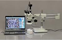 Vista 2 de AmScope SM-4T-80S-M Microscopio Digital Profesional Trinocular Estéreo Zoom, WH10x Oculares, Aumento 7X-45X, Objetivo de Zoom 0.7X-4.5X, Anillo