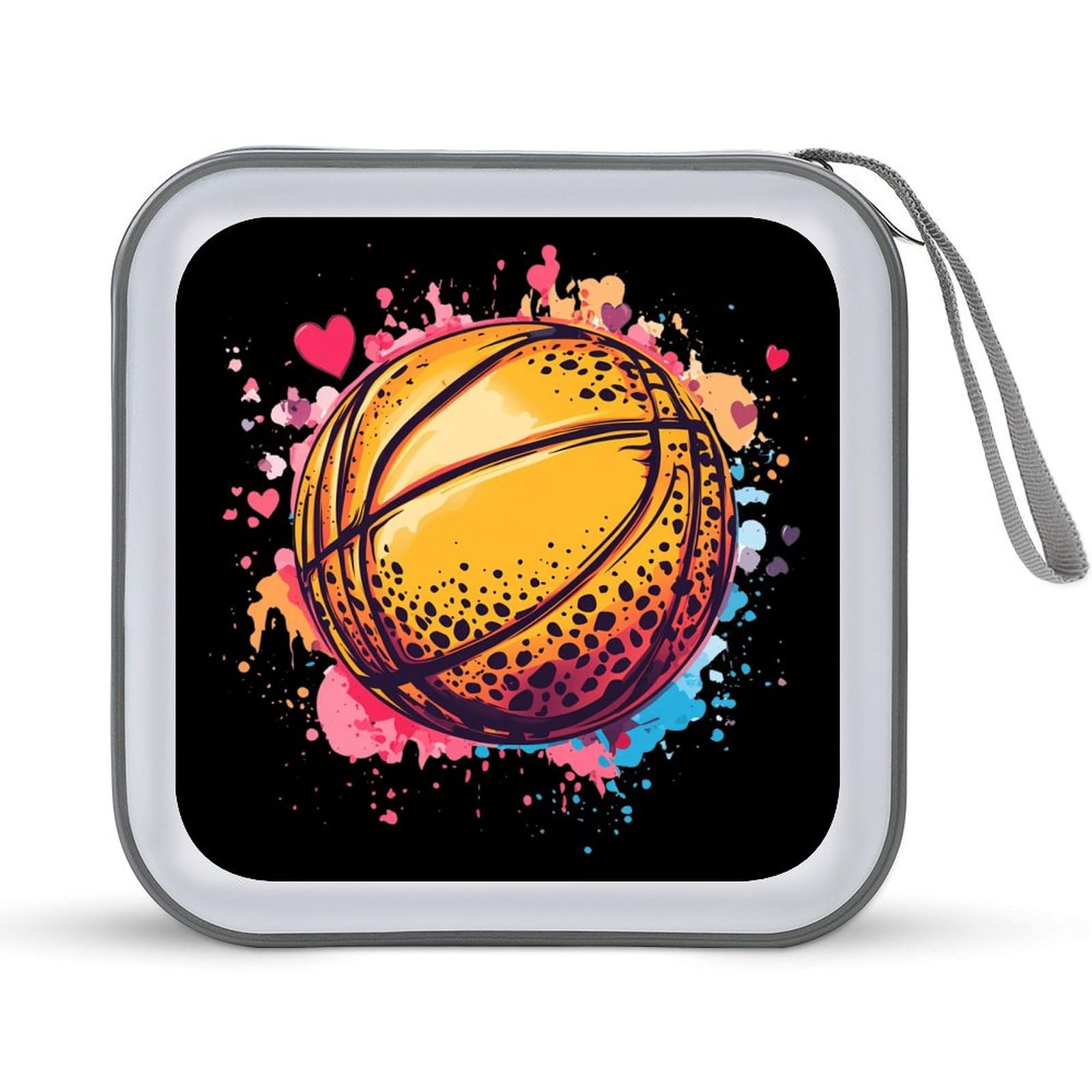 Cute Basketball Leopard Print CD Case Portable DVD Holder Storage Organizer for Home Travel