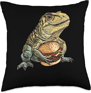 Uromastyx Eating A Cheeseburger Throw Pillow