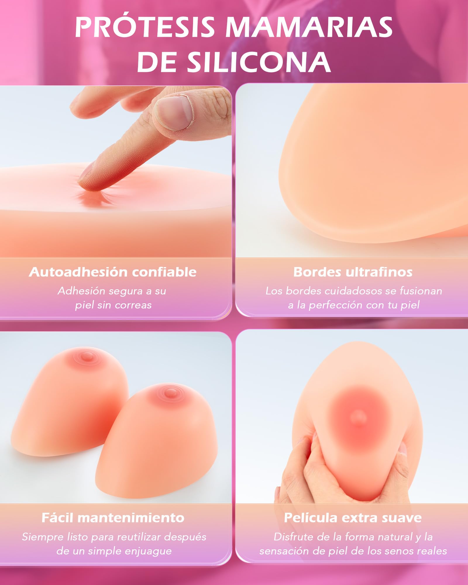 SENSUA Pechos Silicona Prótesis Mamaria de Silicona Médica Autoadhesiva Reutilizables, para Pacientes de Mastectomía y Jugadores de Rol (Desnudo, C)