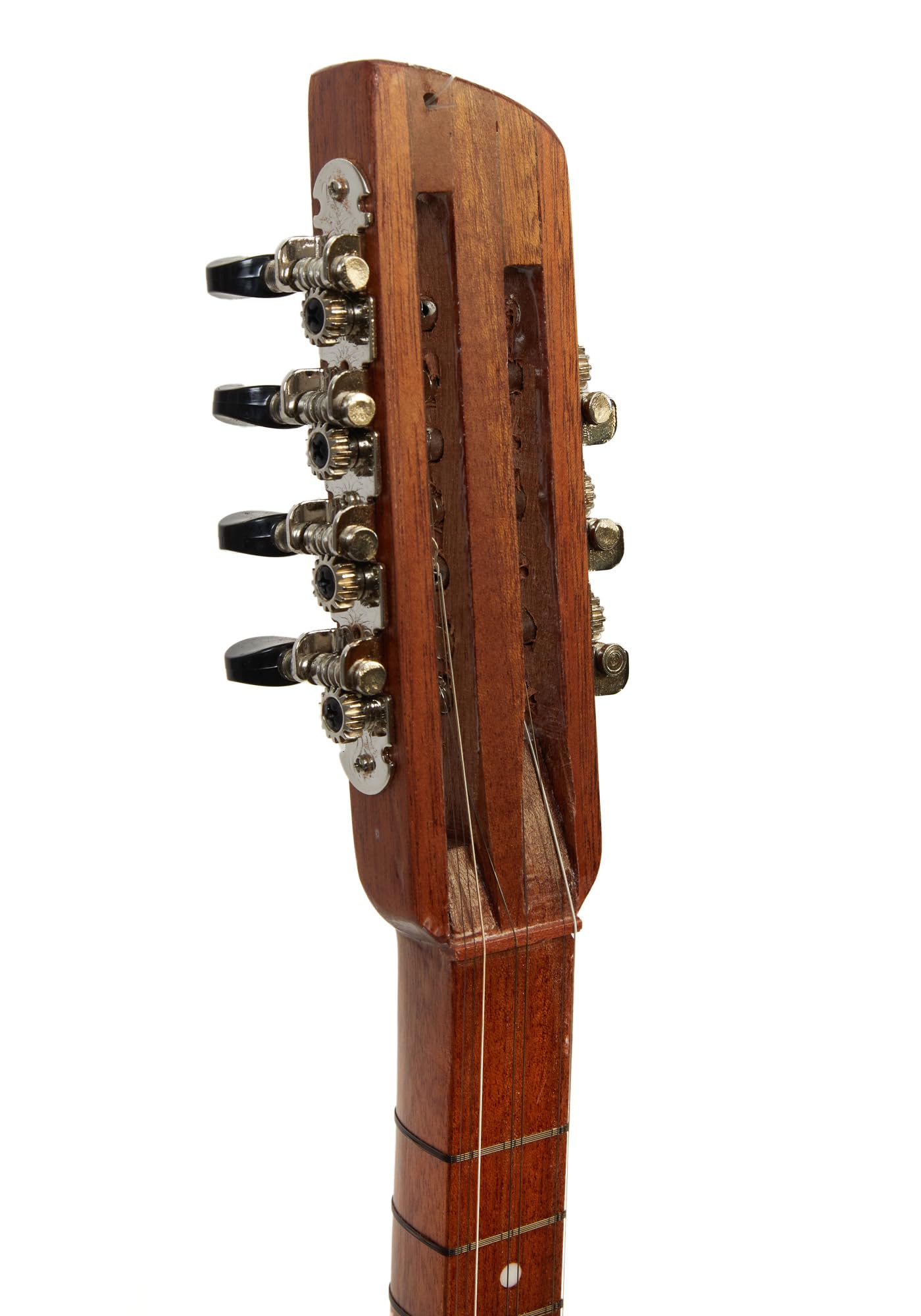 Saz Baglama Mahagoni mit kurzem Hals, leicht zu stimmende Gitarren-Pegs, integrierter Tonabnehmer, weicher Koffer in warmem Ton, Pyramidensaiten + Plektren