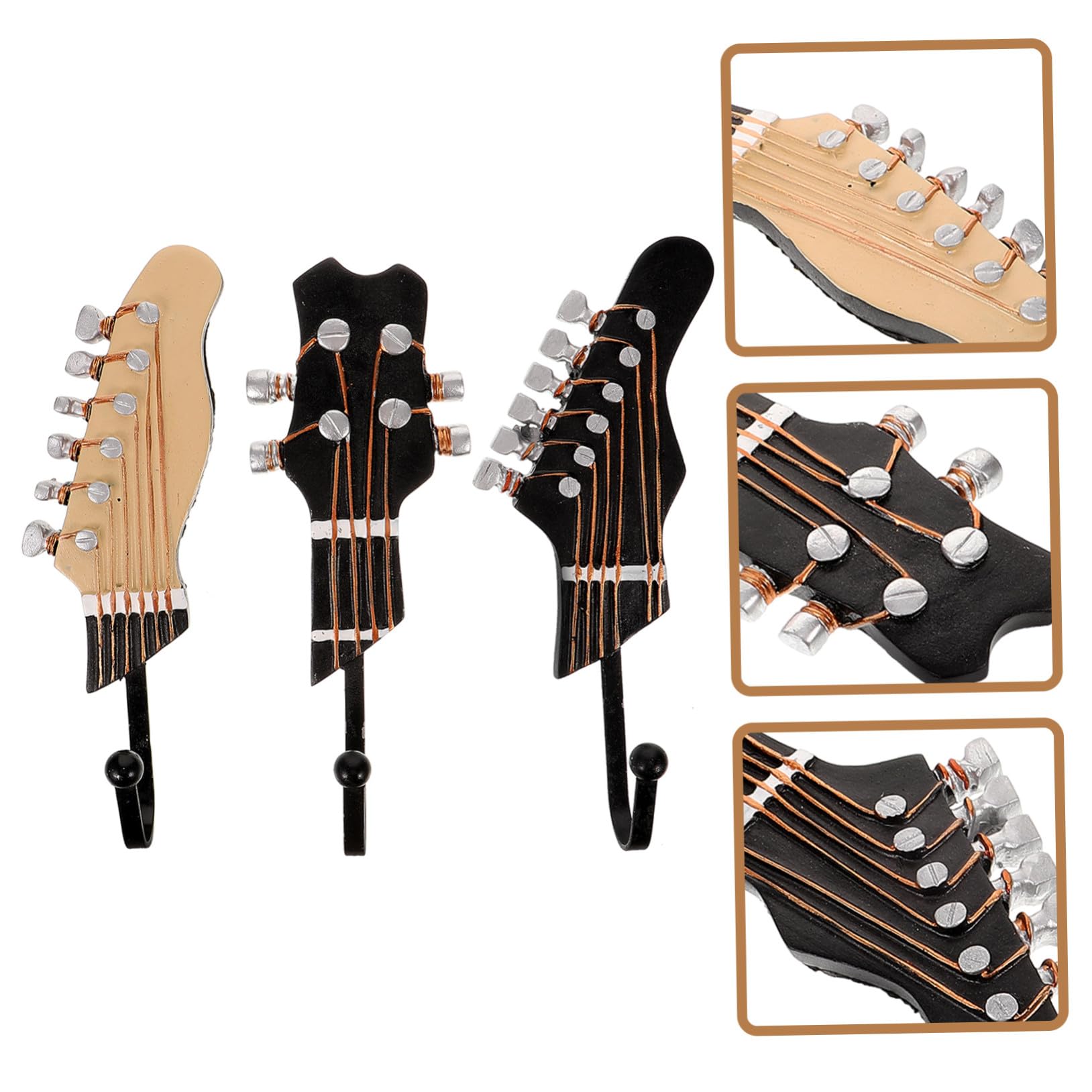 3 Stück Resin Gitarren Wandhaken Dekorativer Schlüssel und Handtuchhalter Kompakte Einzigartiges Musikdesign Einfache Montage für Flur Schlafzimmer für Musikliebhaber