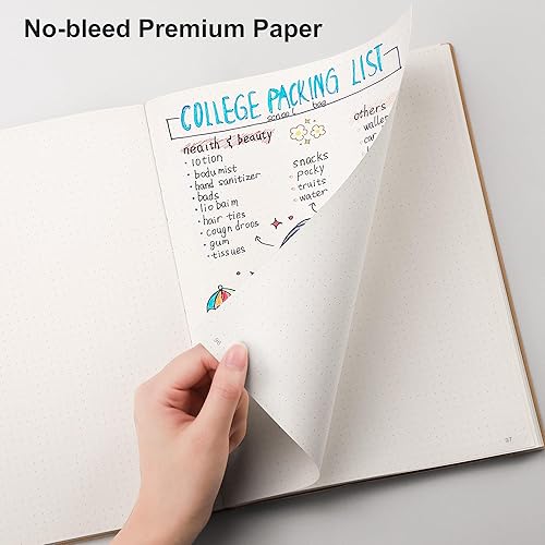 Miniatura 6 de RETTACY - Cuaderno de puntos para tomar apuntes, paquete de 2 unidades, cuaderno grande B5 con cuadrícula de puntos, 384 páginas numeradas, papel