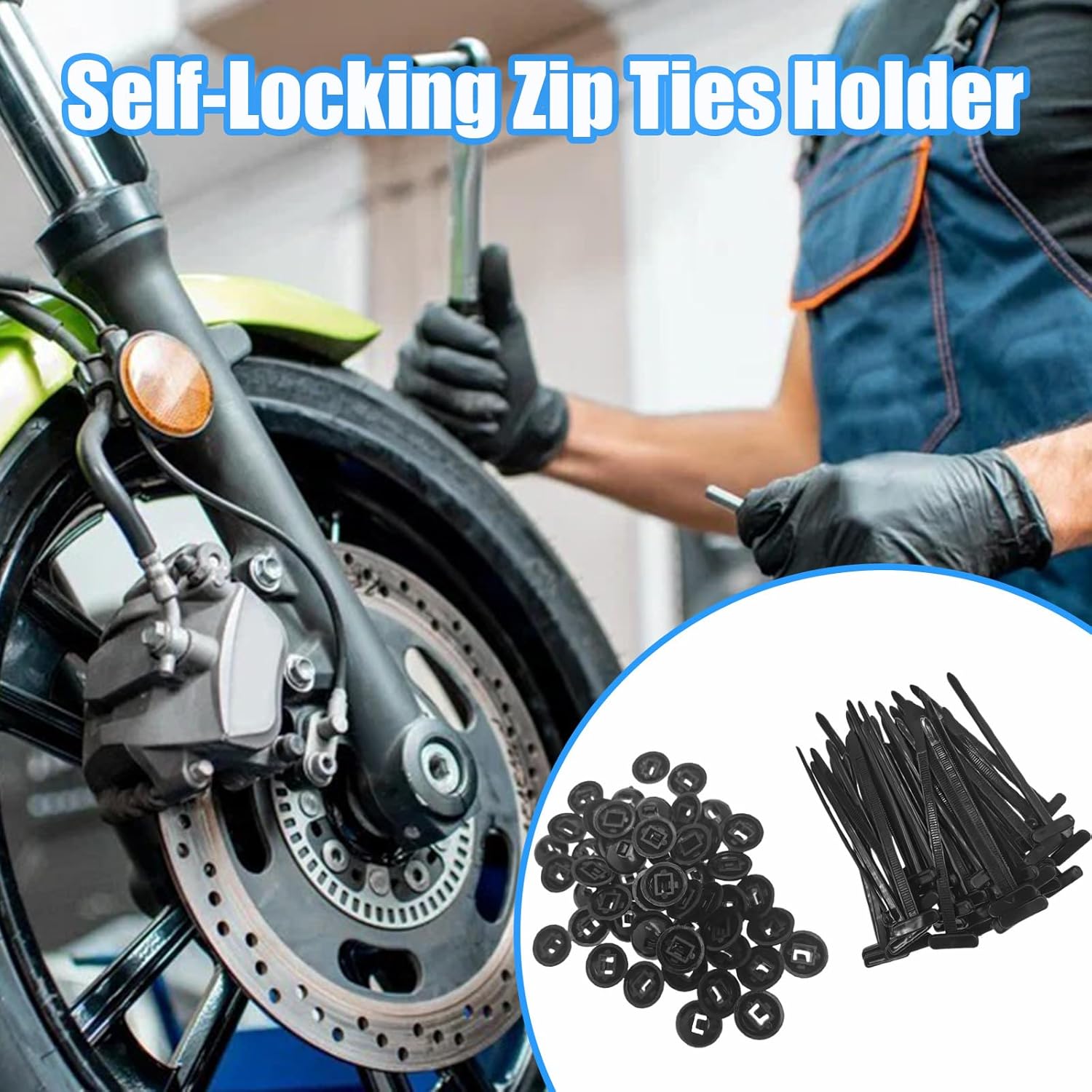 100Pcs Nylon Universal Cable Tie Buckle, Heavy Duty Self-Locking Zip Ties Holder, Multipurpose Plastic Cable Ties Tool for Car Daily Auto Fixing