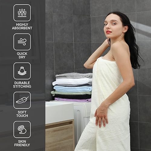 Miniatura 2 de Juego de 4 toallas de baño extragrandes de 35 x 70 pulgadas, toallas de baño de secado rápido para baño, toallas absorbentes de hotel ultrasuaves