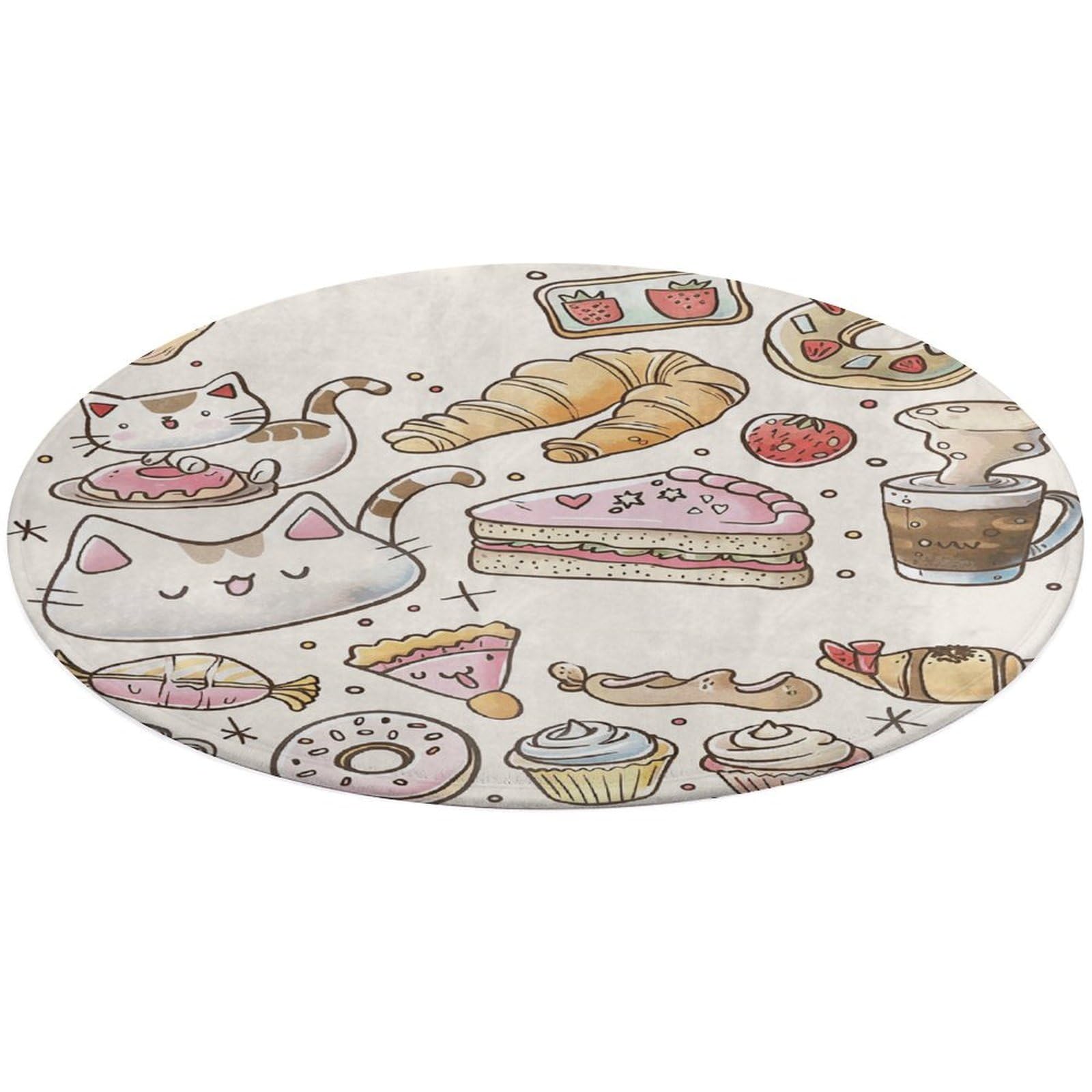 Tapis de chambre fille rond, revêtement lavable et déco