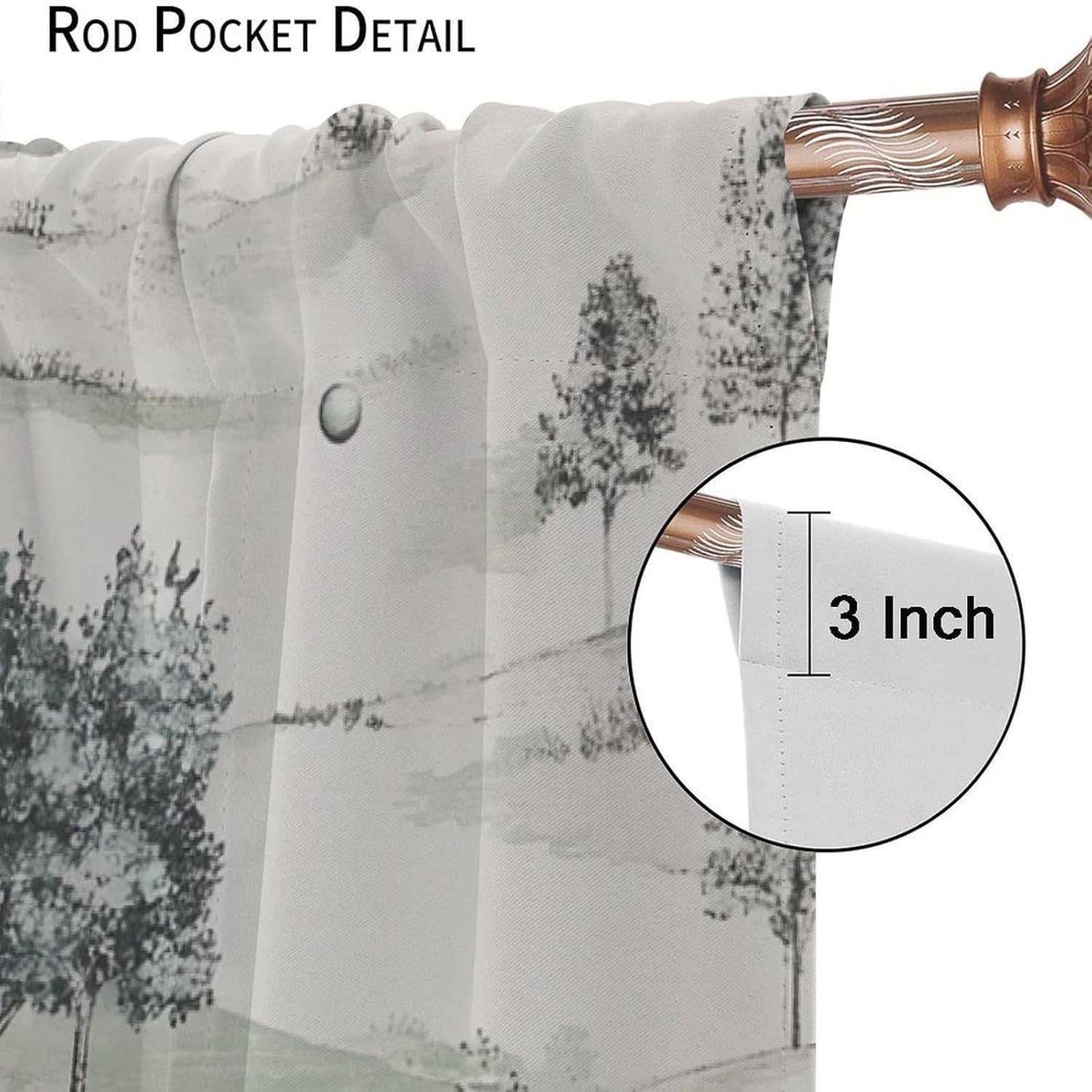 Golf Course Watercolor Blackout Curtains, Meadow Sport Trees Curtains Rod Pocket Thermal Insulated Window Drapes for Bedroom/Living Room, 21W x 45L, 2 Panels